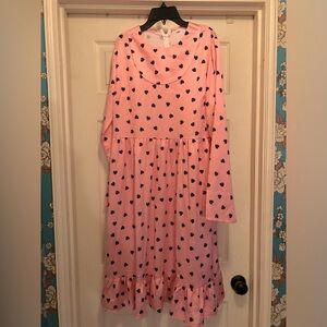 Adorable pink dress with black hearts! New without tags.